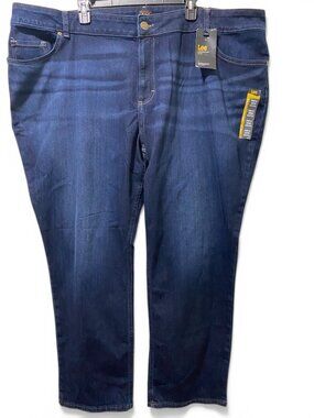 Lee Legendary Plus Straight Leg Jeans Women 28W Mid Rise Dark Blue NWT